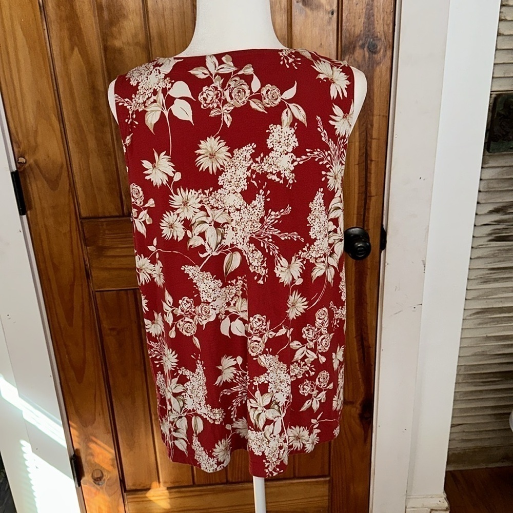 J. Jill red floral tank top size Petite L - Picture 5 of 10